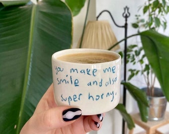 Handmade ceramic smiley mug