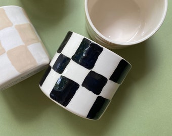 Handmade ceramic Checkered mug