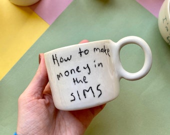 Handmade ceramic sims mug