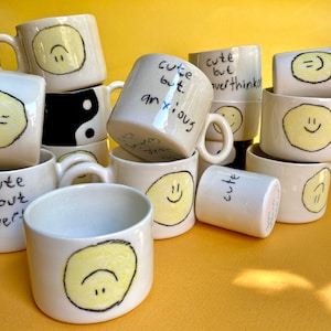 Handmade ceramic cute but overthinker mug image 5