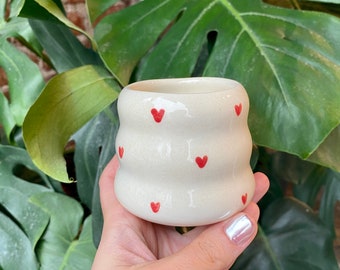 Handmade ceramic mini hearts mug