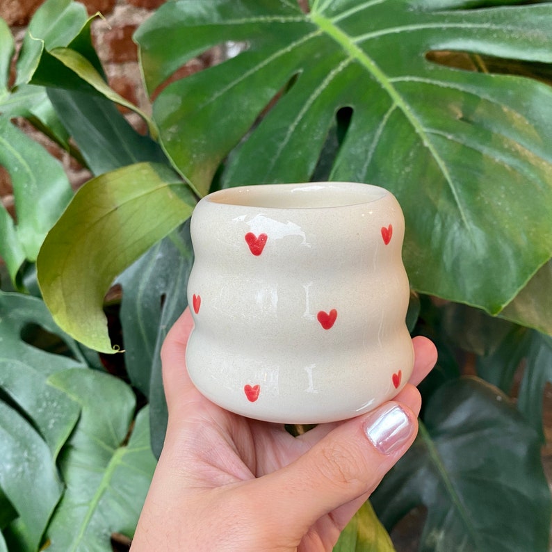 Handmade ceramic mini hearts mug image 1