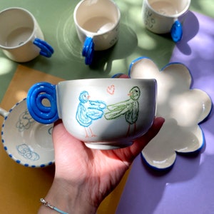 Handmade ceramic my blue bird mug safe place image 1