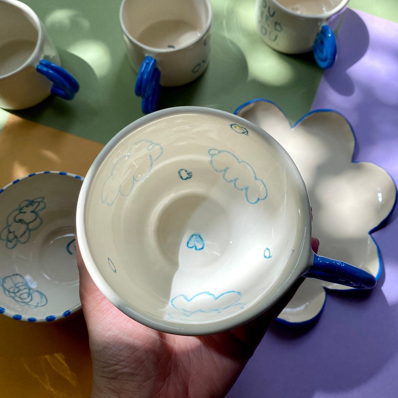 Handmade ceramic my blue bird mug safe place image 4