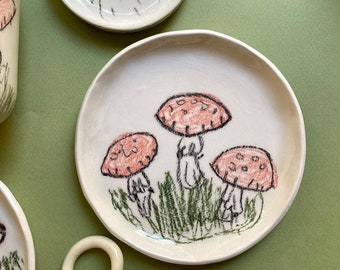 Handmade Ceramic plate mushroom