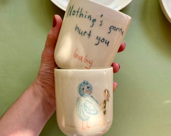 Handmade ceramic my blue bird mug