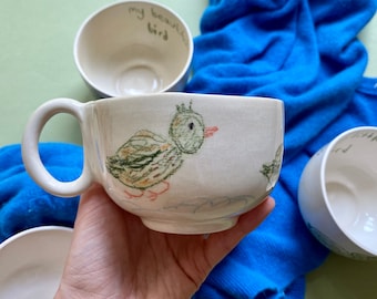 Handmade ceramic mug my little bird