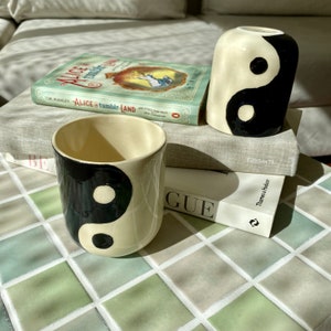 Handgemaakte keramische yin yang mok