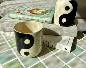 Handmade ceramic yin yang mug