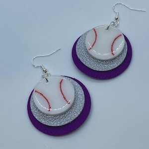 Colorado Rockies baseball earrings