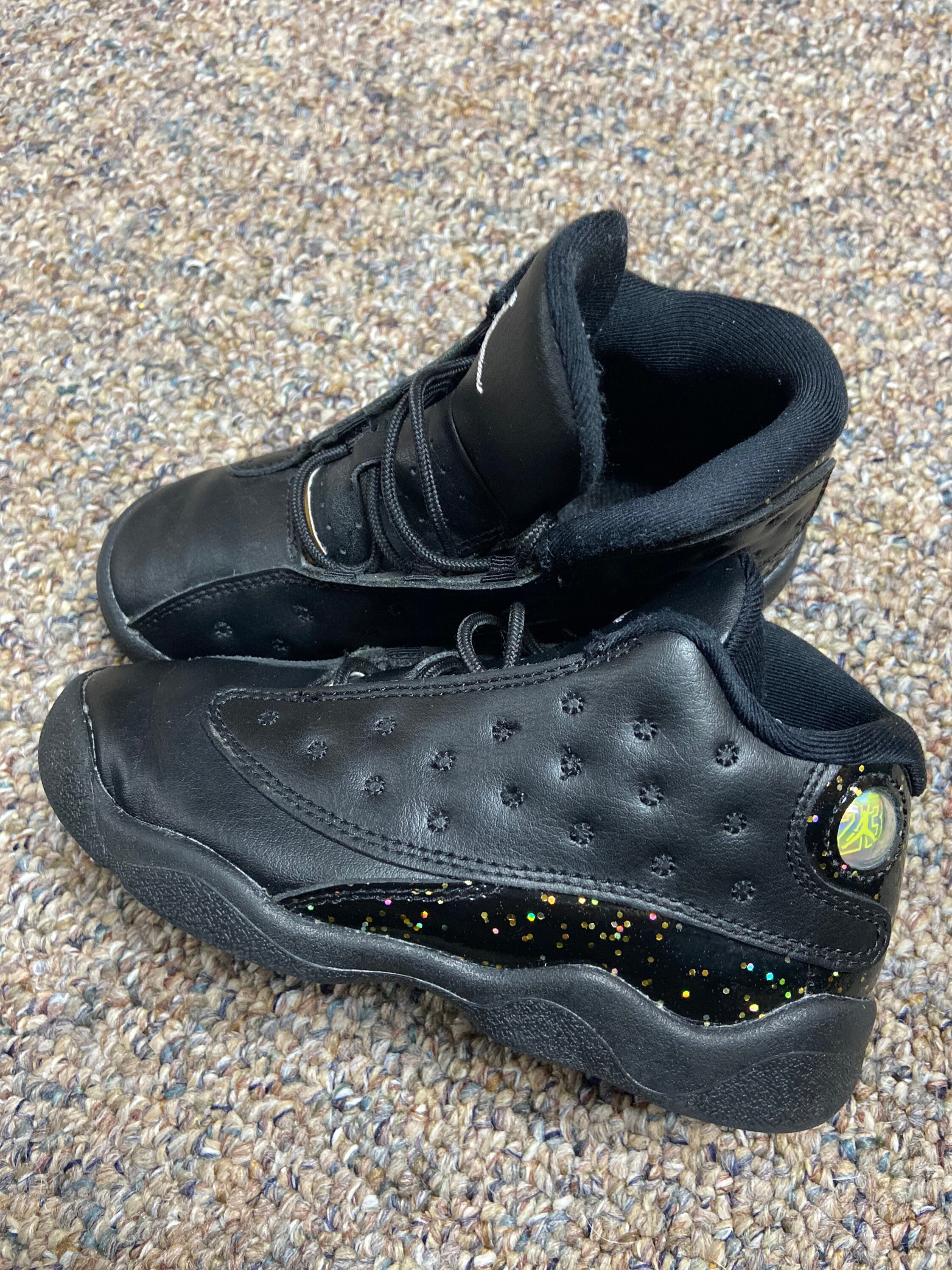 Air Jordan Retro 13 GS 'Gold Glitter' Sneakers | Black | Kids Size 4.5