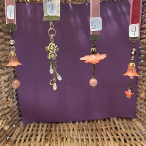 mauve and peach handmade beaded bookmarks