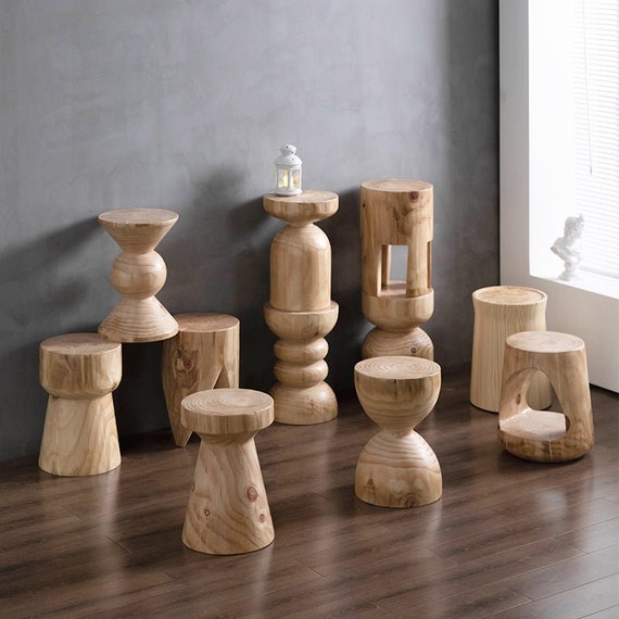 Wood Log Stools (For Sale to US Only) - Solid Wood, Boho, Modern, Coffee Table