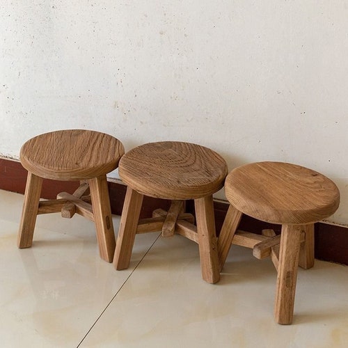 Rustic Wooden Stool Chinese Antique Small Wood Stool Mini Etsy