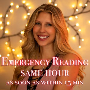 May include: A woman with long blonde hair smiles at the camera. The text "EMERGENCY READING SAME HOUR AS SOON AS WITHIN 15 MIN" is displayed in front of her.