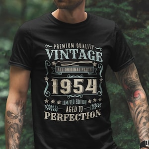 70th Birthday Gift for Men & Women. 70th Birthday T-Shirt For Him or Her. 1954 Birthday. &#39;Perfectly Awesome&#39; Shirt. 70th Birthday Gift