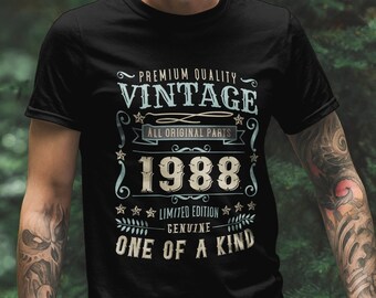 Premium 'One of a kind' 35th Birthday Gift T-Shirt. 35th Birthday Gift For Him & Her. 1988 Birthday Shirt. Tee. Gift for Men and Women.