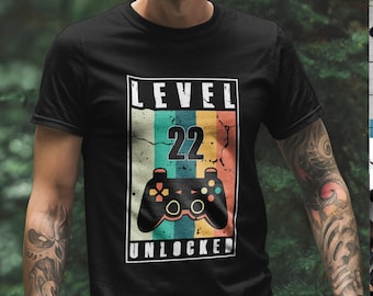 Gamer 22nd Birthday Gift. 22nd birthday shirt for boyfriend or girlfriend. 22nd Birthday gift for him and her.  Video Game shirt.