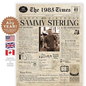 Birthday Newspaper | Back In The year They Were Born | Birthday Sign | Born In Any Year | Birthday Party Decor | Unique Birthday Ideas