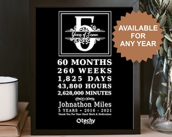 5 Years Work Anniversary |  5 Years of Service Award | Employee Recognition | Employee Thank You Gift | Employee Appreciation | Work Gift
