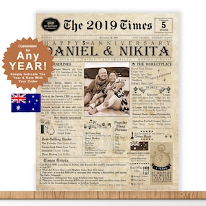 Anniversary Newspaper | Wedding Anniversary Gift | Anniversary Gift | Anniversary Card | Anniversary Gift for Her | Anniversary Gift for Him