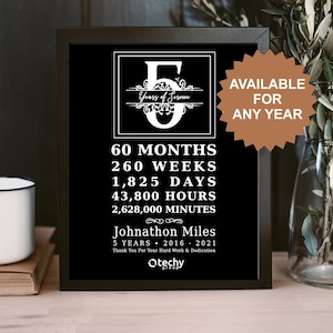 5 Years Work Anniversary |  5 Years of Service Award | Employee Recognition | Employee Thank You Gift | Employee Appreciation | Work Gift