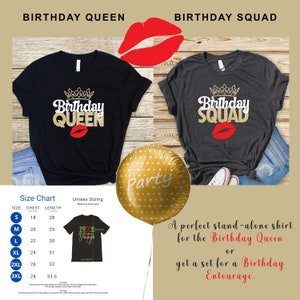 Birthday Group Shirt. Birthday Squad and Queen Shirt for Parties. Birthday Squad Tee. Birthday Gift for Her. Birthday Party Shirt.