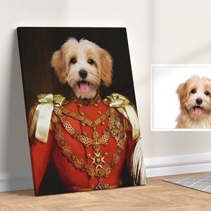 Pet Portrait From Photo, Custom Pet Portrait Canvas, Cartoon Pet Portrait, Royal Pet Portrait, Custom made pet lover gift. Funny Pet Photo