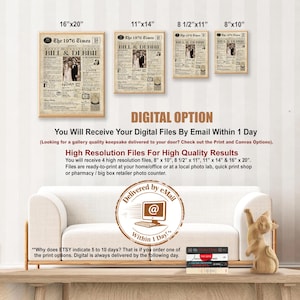 Wedding Anniversary | ANY YEAR Anniversary Gift | Digital Ready To Print or Canvas. Newspaper Personalized Anniversary Card Poster. imagen 3