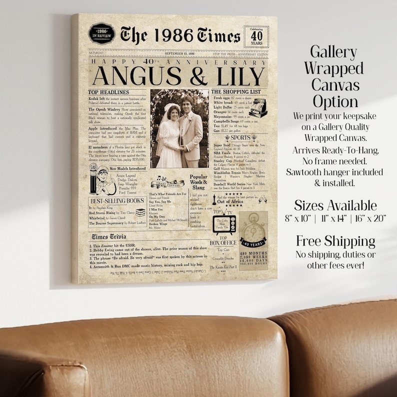 40th Anniversary Gift | 40th Anniversary Gift For Men & Women | 1986 | Wedding Gift For Parents | 40th Anniversary Card image 5