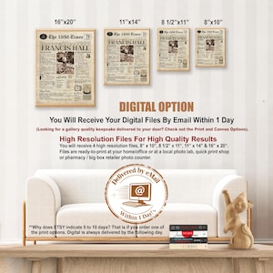 70th Birthday Gift, 70 Birthday Newspaper, 70th Birthday Gift for Men and Women, 70 Years Old, 1956 Birthday Gift, 70th Gift image 3