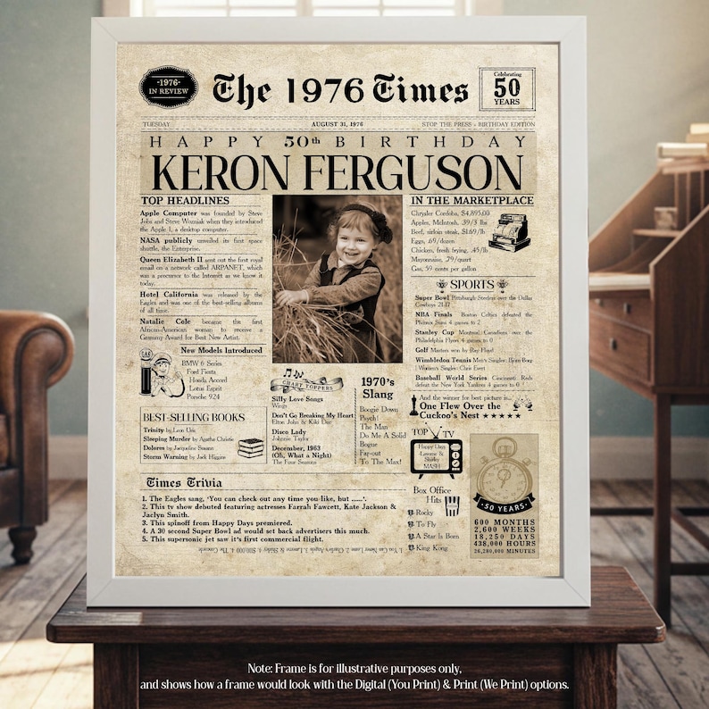 Birthday Newspaper | Back In The year They Were Born | Birthday Sign | Born In Any Year | Birthday Party Decor | Unique Birthday Ideas image 6