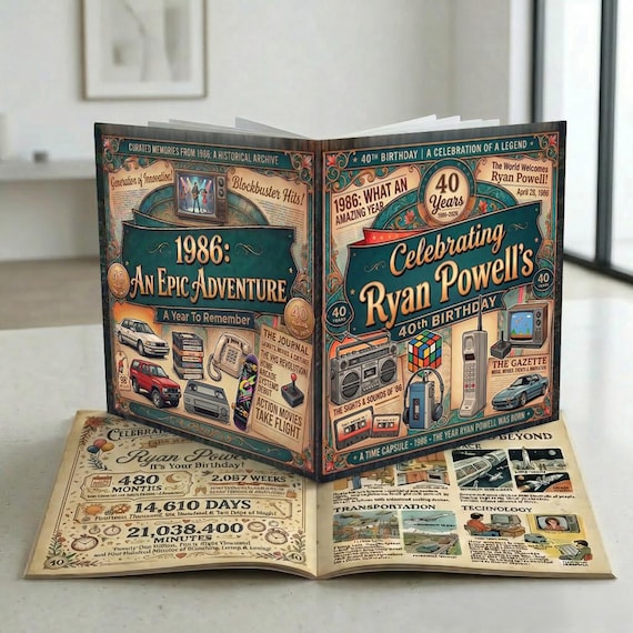 Personalized 40th Birthday Book | 1986 The Year They Were Born | Custom Birthday Gift | 40 Birthday Gift Idea | 1986 Birthday | Forty Years