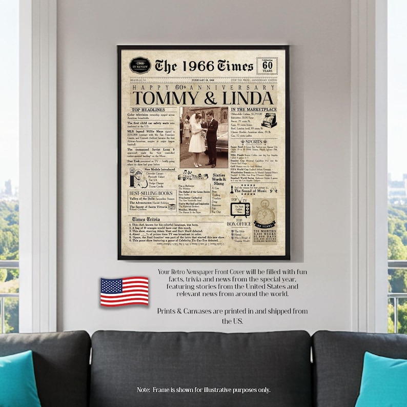 60th Anniversary Gift. 60 Years Anniversary Card. 1966 Anniversary Gift. Married 60 Years. 60th anniversary for him. 60 Anniversary for her immagine 2