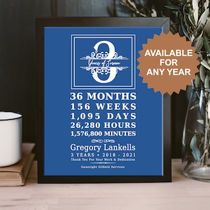 3 Years of Service Award | 3 Years Work Anniversary | Employee Recognition | Employee Thank You Gift | Employee Appreciation Plaque Gift