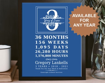 3 Years of Service Award | 3 Years Work Anniversary | Employee Recognition | Employee Thank You Gift | Employee Appreciation Plaque Gift
