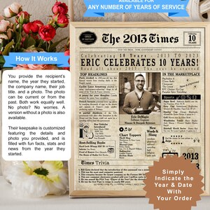 Work Anniversary Gift Years of Service Card Poster Employee Recognition ...