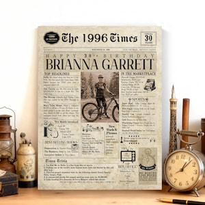Birthday Newspaper | Back In The year They Were Born | Birthday Sign | Born In Any Year | Birthday Party Decor | Unique Birthday Ideas image 10