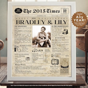 10th Anniversary Gift | Anniversary Newspaper | Tin Anniversary | Anniversary Gift ideas for Wife | Anniversary Gift ideas for Husband