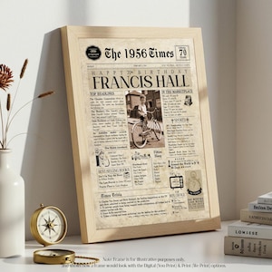 70th Birthday Gift, 70 Birthday Newspaper, 70th Birthday Gift for Men and Women, 70 Years Old, 1956 Birthday Gift, 70th Gift image 7