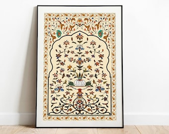 Mogol-bloemkunstprint: Indiaas interieur (digitale download)