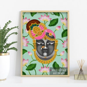 Indian Folk Art, Pichwai painting, Shreenathji Painting, India art, Lotus Painting, Indian Painting wall art decor, Pichwai art, Krishna art