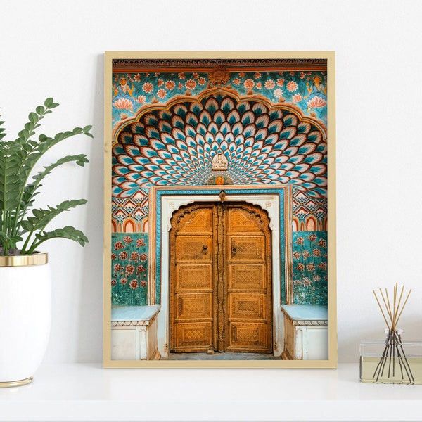 Jaipur India Art print room decor, Entrance Design, Digital Painting, Architecture, Travellers, City Photo Wall Decor, Living room