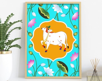 Pichwai Painting: Gomatha Holy Cow Indian Folk Art (Digital Download)