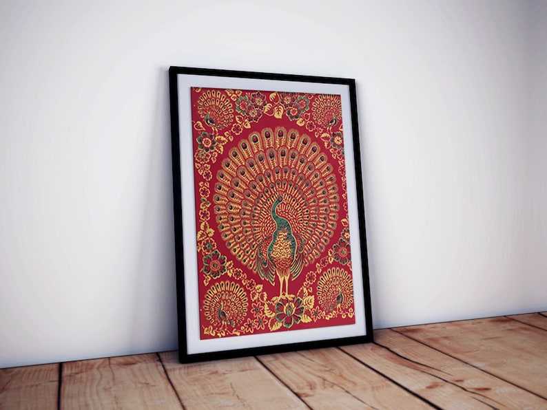 Indian Peacock Wall Art India Art Decor Vintage Peacock Etsy