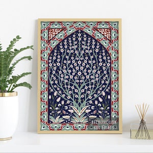 Indian Floral Wall Art Printable, Tree of Life, Instant Download, Flowers Painting Indian Poster, Home Decor, Digital Painting