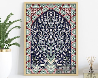 Indian Floral Wall Art Printable, Tree of Life, Instant Download, Flowers Painting Indian Poster, Home Decor, Digital Painting