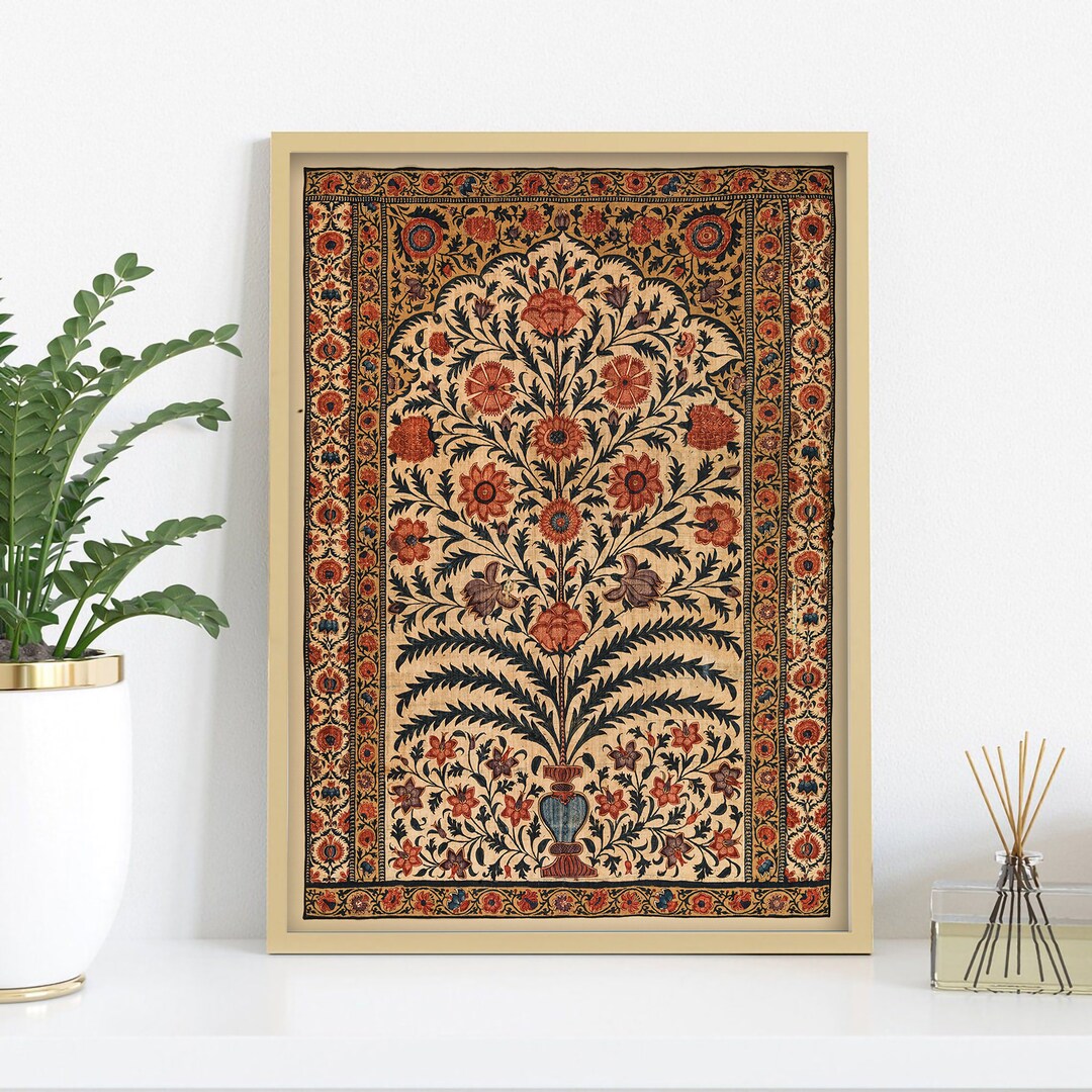 Indian Floral Wall Art Printable, India Fine Art Print, Folk Art India ...