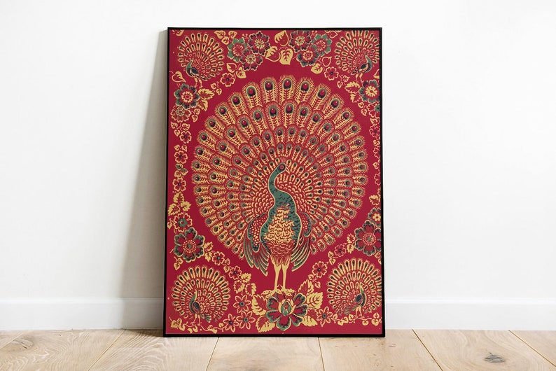 Indian Peacock Wall Art India Art Decor Vintage Peacock Etsy