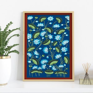 Indian Pichwai Painting, India wall art, Pichwai Art Print, India wall decor, Lotus Painting, Kamal talai pichwai Paintings, Indian folk art